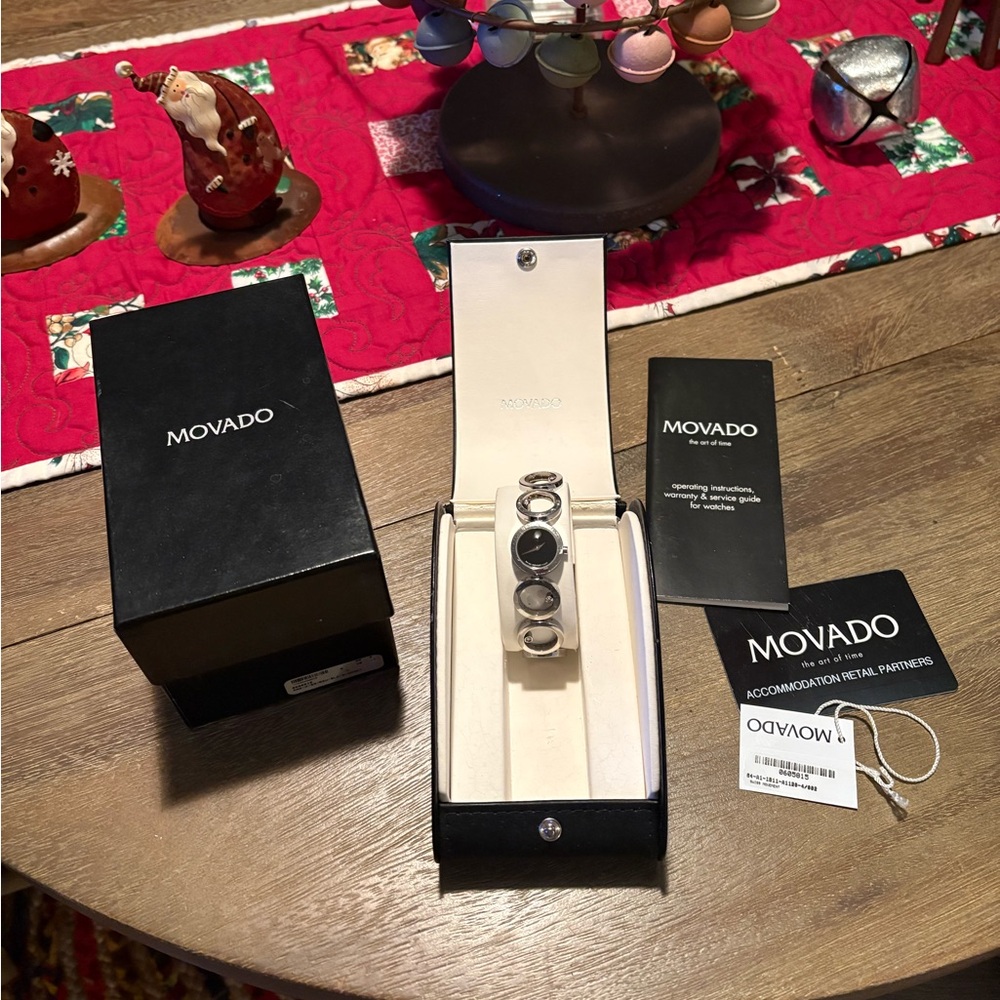 Movado Ono Stainless Steel Silver and Black Women's Watch